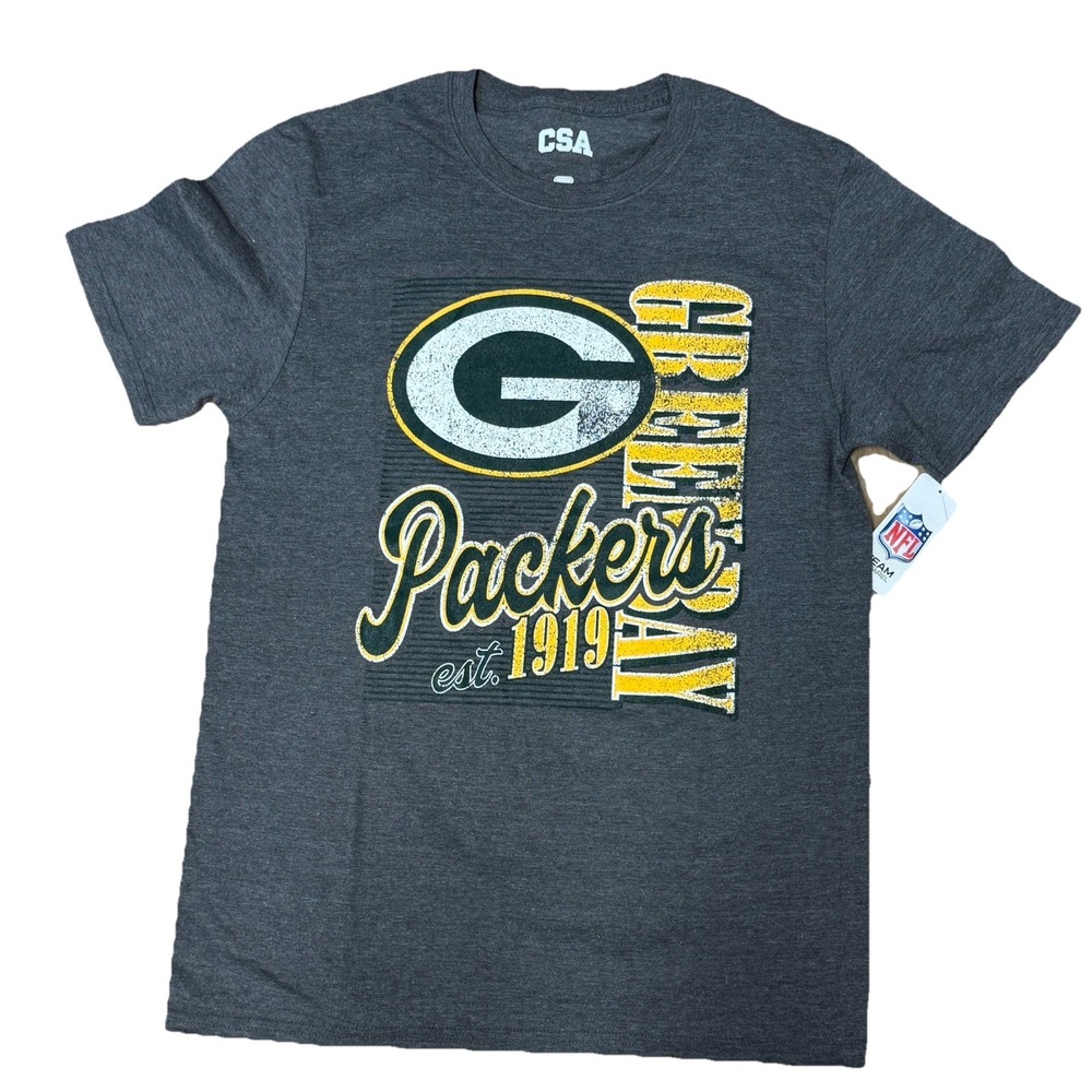 New Green Bay Packers Franchise T-Shirt Adult M Gray Factory Distressed NFL